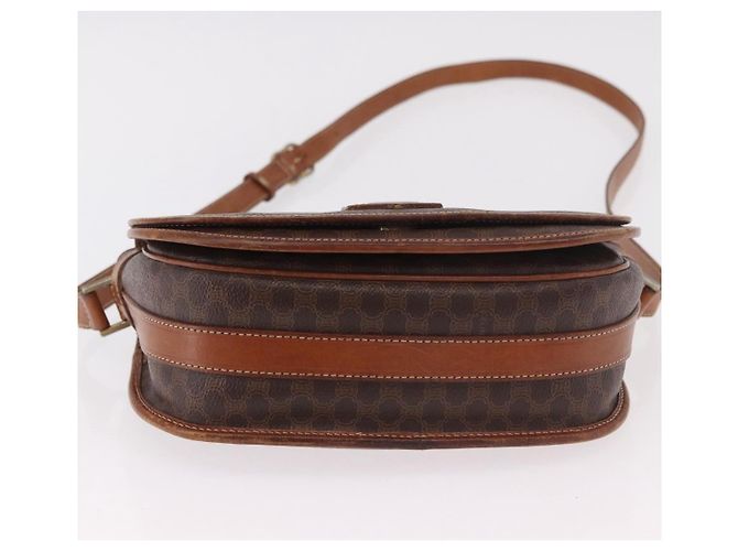 Céline CELINE Macadam Canvas Schultertasche PVC Leder Braun Gold Auth 183989 Golden - Ansicht 9