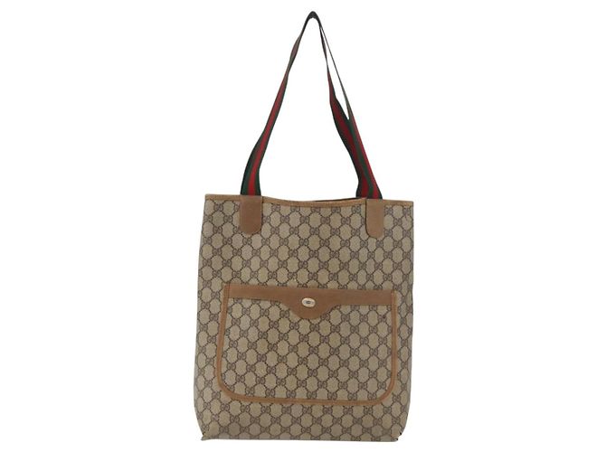 Borsa Tote GUCCI GG Supreme Web Sherry Line PVC Beige 39 02 003 Auth 182725 - vista 2