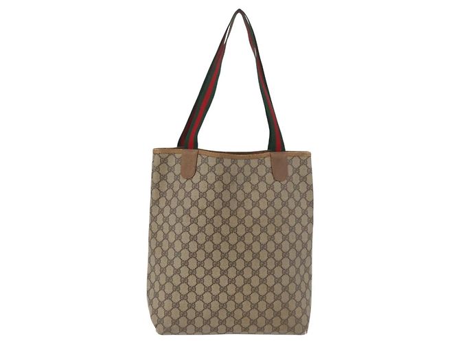 Borsa Tote GUCCI GG Supreme Web Sherry Line PVC Beige 39 02 003 Auth 182725 - vista 3