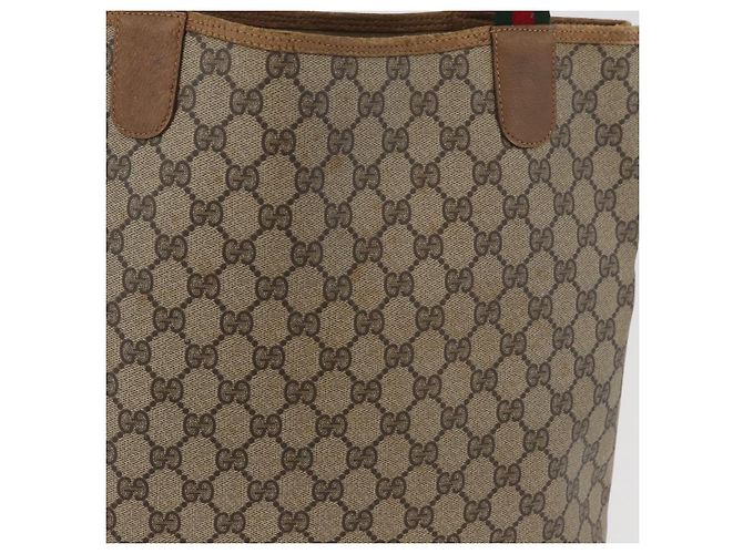 Borsa Tote GUCCI GG Supreme Web Sherry Line PVC Beige 39 02 003 Auth 182725 - vista 4