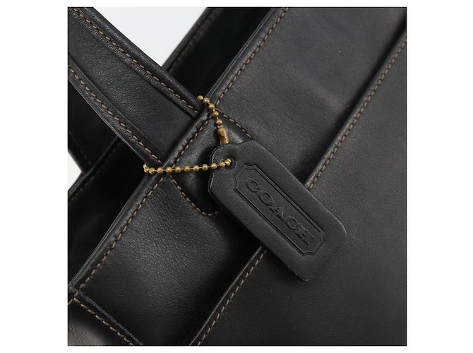 Borsa Coach in pelle nera e oro Auth 183167 Nero D'oro - vista 14