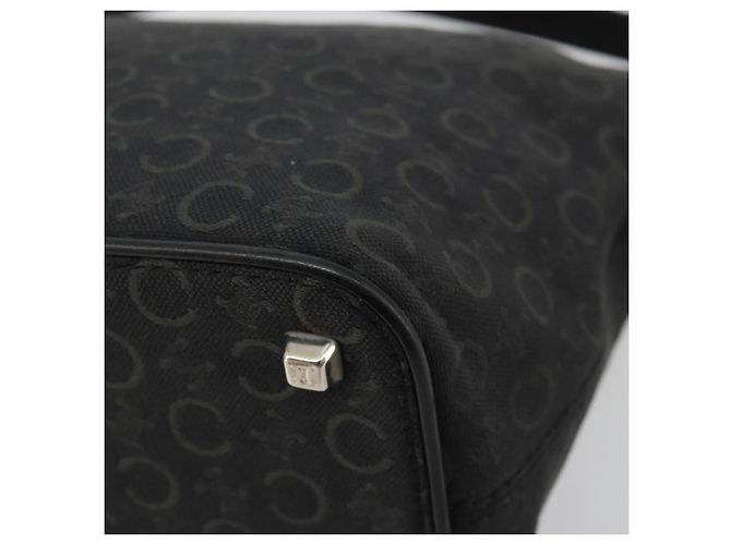 Céline Borsa a tracolla CELINE C Macadam Canvas Nera Argento Auth 183678A Nero - vista 10