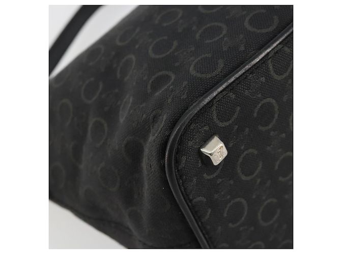 Céline Borsa a tracolla CELINE C Macadam Canvas Nera Argento Auth 183678A Nero - vista 11