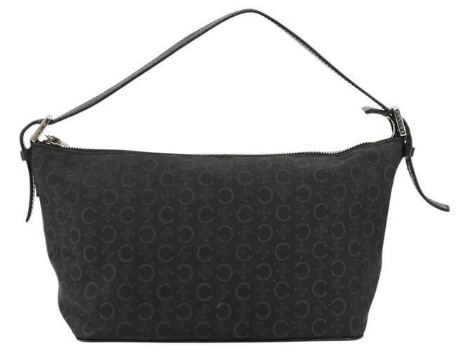 Céline Borsa a tracolla CELINE C Macadam Canvas Nera Argento Auth 183678A Nero - vista 2