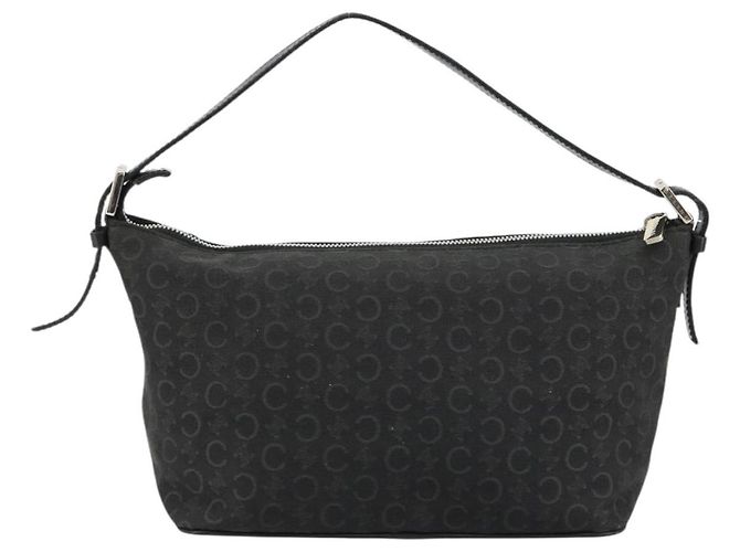 Céline Borsa a tracolla CELINE C Macadam Canvas Nera Argento Auth 183678A Nero - vista 3
