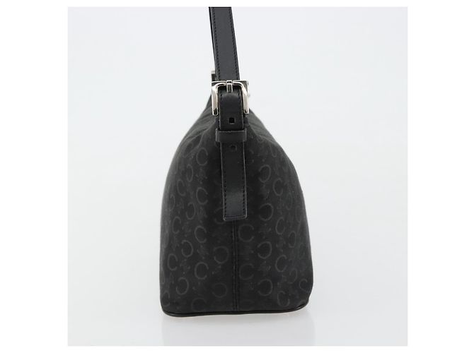 Céline Borsa a tracolla CELINE C Macadam Canvas Nera Argento Auth 183678A Nero - vista 4