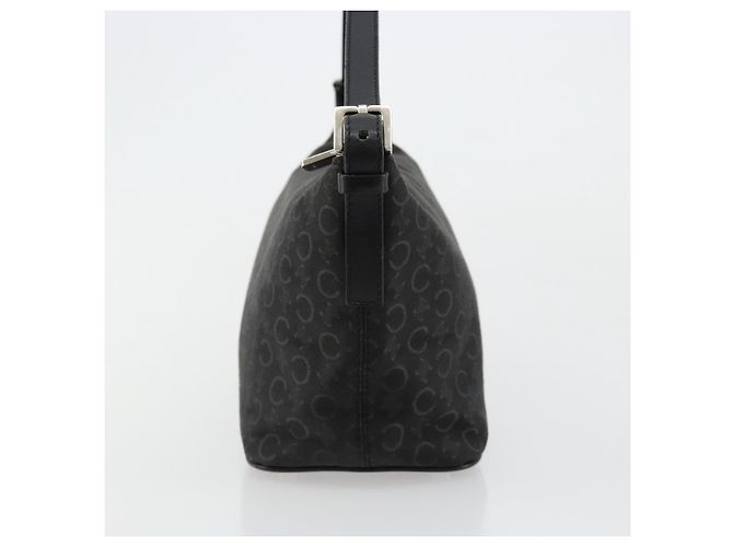 Céline Borsa a tracolla CELINE C Macadam Canvas Nera Argento Auth 183678A Nero - vista 5