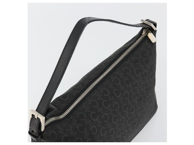 Céline Borsa a tracolla CELINE C Macadam Canvas Nera Argento Auth 183678A Nero - vista 6