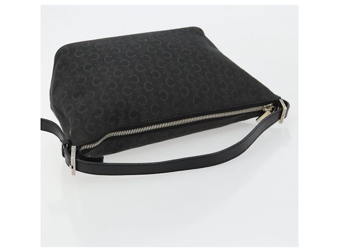 Céline Borsa a tracolla CELINE C Macadam Canvas Nera Argento Auth 183678A Nero - vista 7