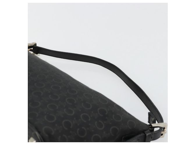 Céline Borsa a tracolla CELINE C Macadam Canvas Nera Argento Auth 183678A Nero - vista 8