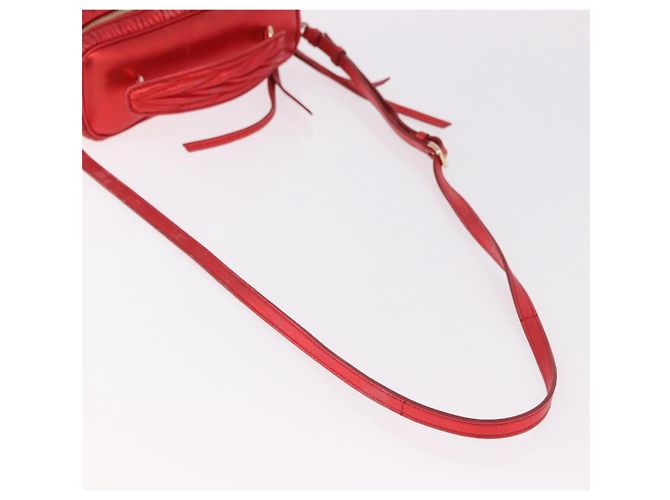 Borsa a tracolla vanity Miu Miu Matelasse in pelle 2way Rosso Oro Auth 182585A D'oro - vista 10