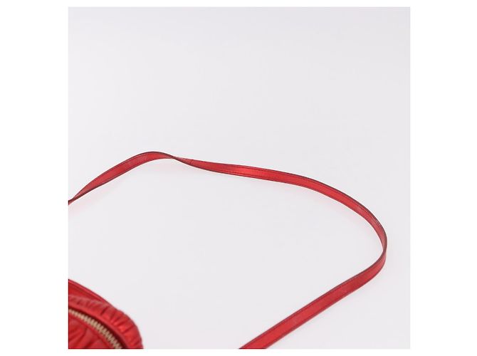 Borsa a tracolla vanity Miu Miu Matelasse in pelle 2way Rosso Oro Auth 182585A D'oro - vista 11
