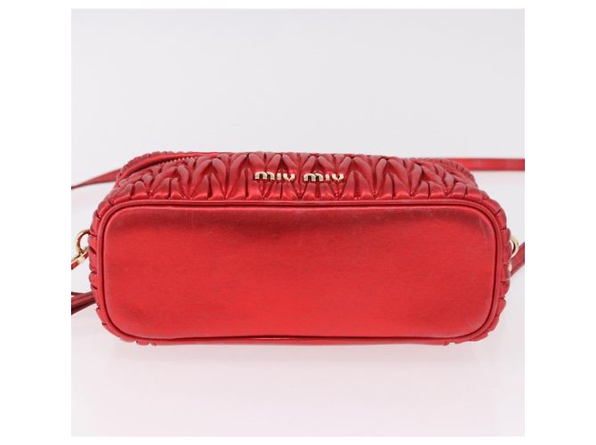 Borsa a tracolla vanity Miu Miu Matelasse in pelle 2way Rosso Oro Auth 182585A D'oro - vista 12