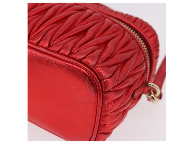 Borsa a tracolla vanity Miu Miu Matelasse in pelle 2way Rosso Oro Auth 182585A D'oro - vista 14