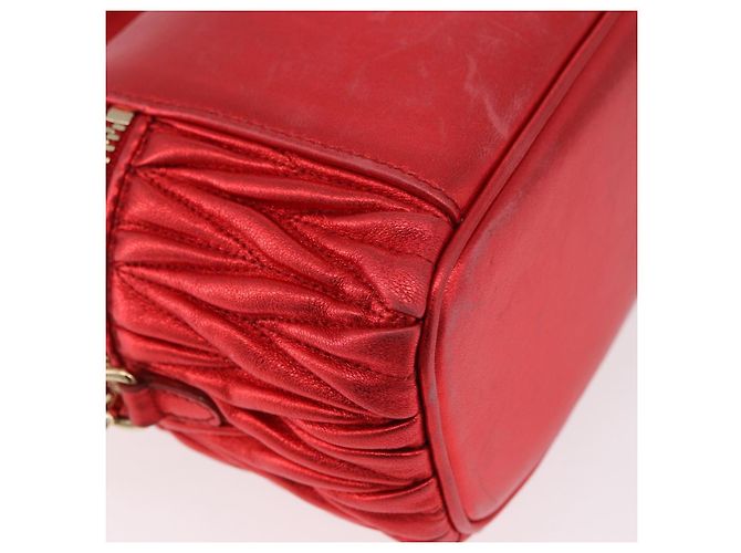 Borsa a tracolla vanity Miu Miu Matelasse in pelle 2way Rosso Oro Auth 182585A D'oro - vista 15