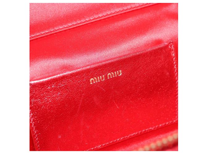 Borsa a tracolla vanity Miu Miu Matelasse in pelle 2way Rosso Oro Auth 182585A D'oro - vista 19
