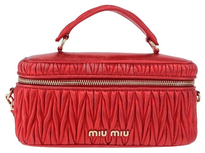 Borsa a tracolla vanity Miu Miu Matelasse in pelle 2way Rosso Oro Auth 182585A D'oro - vista 2