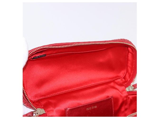 Borsa a tracolla vanity Miu Miu Matelasse in pelle 2way Rosso Oro Auth 182585A D'oro - vista 20