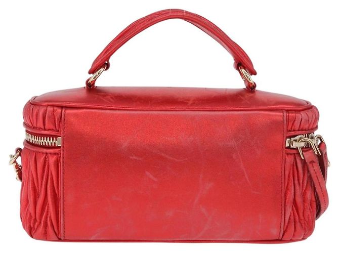 Borsa a tracolla vanity Miu Miu Matelasse in pelle 2way Rosso Oro Auth 182585A D'oro - vista 3