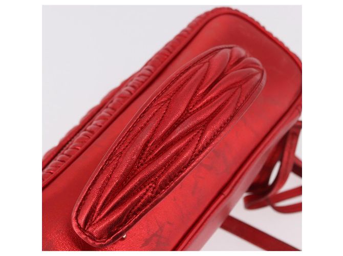 Borsa a tracolla vanity Miu Miu Matelasse in pelle 2way Rosso Oro Auth 182585A D'oro - vista 8