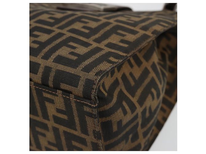 FENDI Zucca Canvas Mamma Baguette Tote Bag Black Brown Auth 182074 Marrone Nero - vista 12