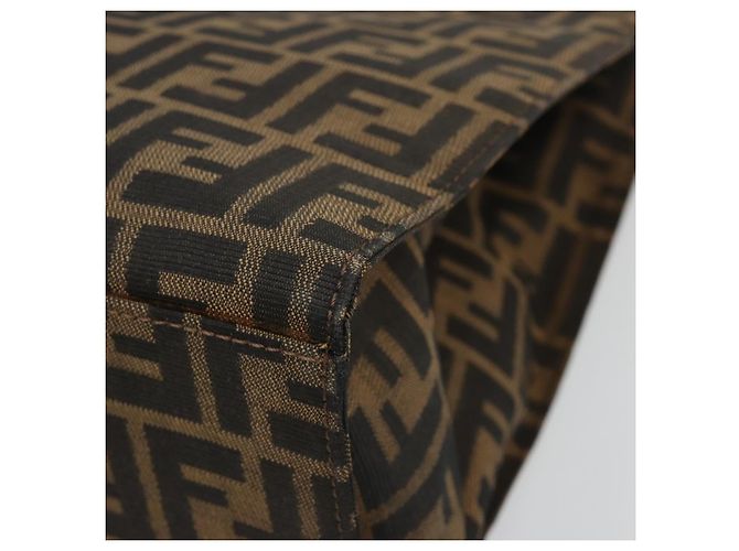 FENDI Zucca Canvas Mamma Baguette Tote Bag Black Brown Auth 182074 Marrone Nero - vista 14