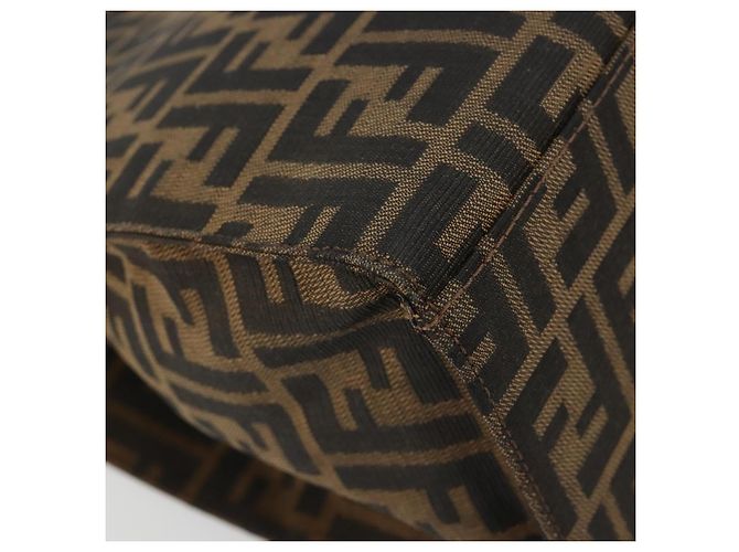 FENDI Zucca Canvas Mamma Baguette Tote Bag Black Brown Auth 182074 Marrone Nero - vista 15