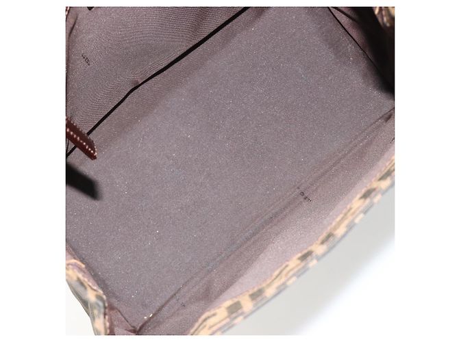 FENDI Zucca Canvas Mamma Baguette Tote Bag Black Brown Auth 182074 Marrone Nero - vista 20
