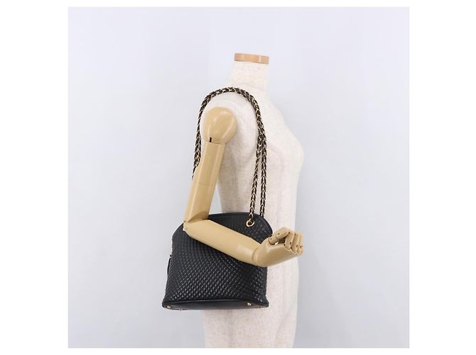 Borsa a Spalla con Catena BALLY in Pelle Nera e Oro Auth 184465 Nero D'oro - vista 23