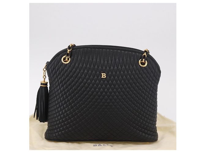 Borsa a Spalla con Catena BALLY in Pelle Nera e Oro Auth 184465 Nero D'oro - vista 24