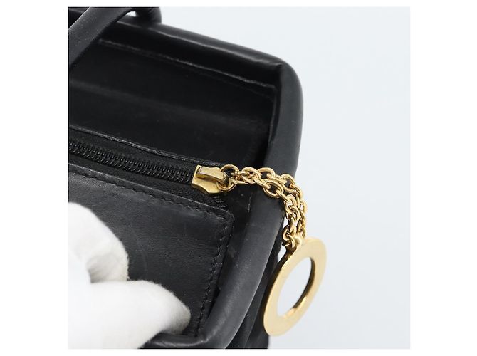 Céline Borsa a mano CELINE Circle Nylon Nero Oro Auth 184330 D'oro - vista 14