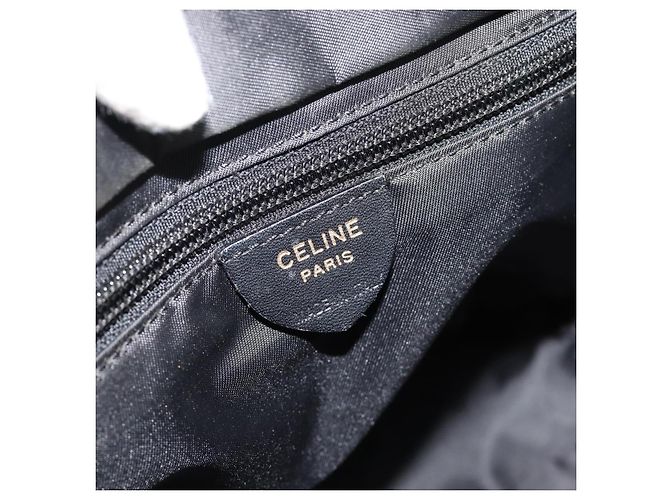 Céline Borsa a mano CELINE Circle Nylon Nero Oro Auth 184330 D'oro - vista 15