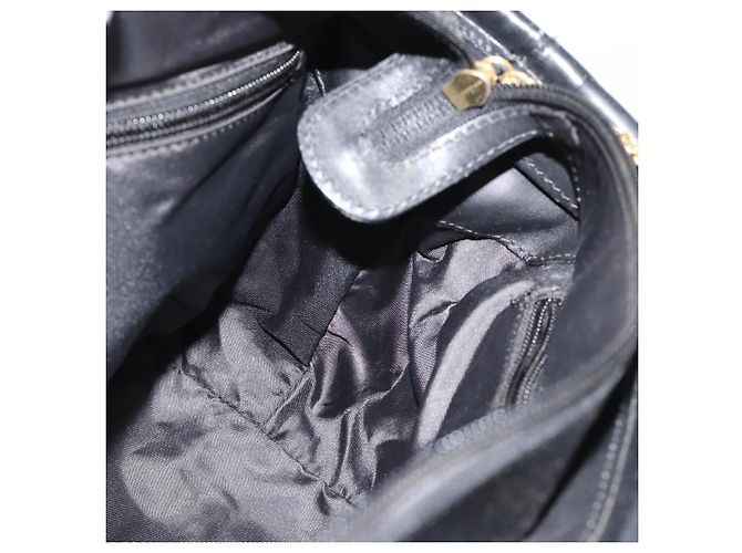 Céline Borsa a mano CELINE Circle Nylon Nero Oro Auth 184330 D'oro - vista 17