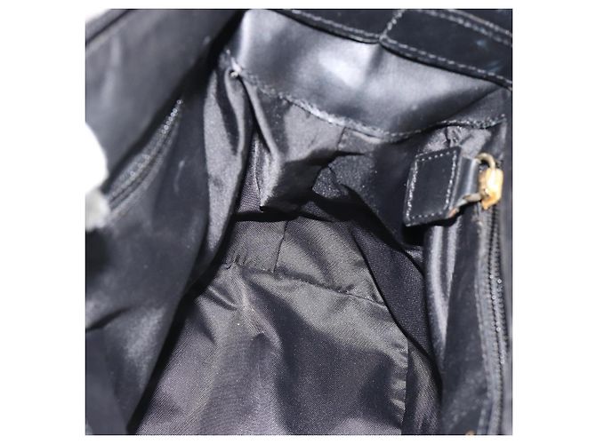 Céline Borsa a mano CELINE Circle Nylon Nero Oro Auth 184330 D'oro - vista 18