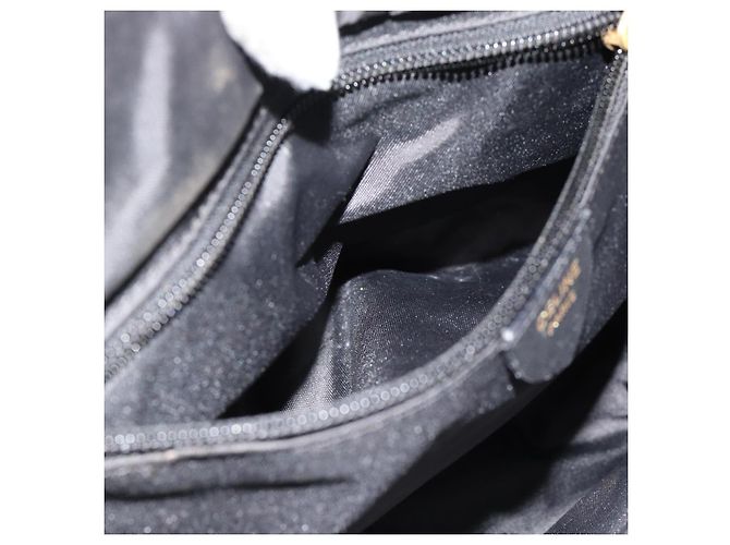 Céline Borsa a mano CELINE Circle Nylon Nero Oro Auth 184330 D'oro - vista 20