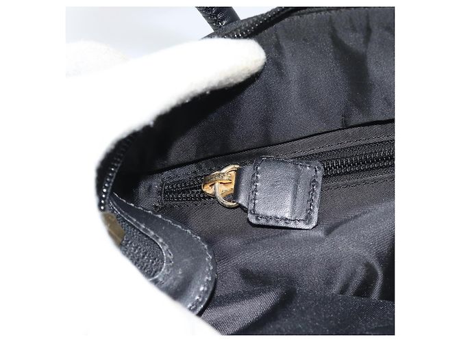 Céline Borsa a mano CELINE Circle Nylon Nero Oro Auth 184330 D'oro - vista 21
