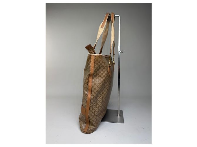 Edge Céline Borsa Tote Vintage Celine Macadam Canvas Tan Beige Oro Cammello - vista 10