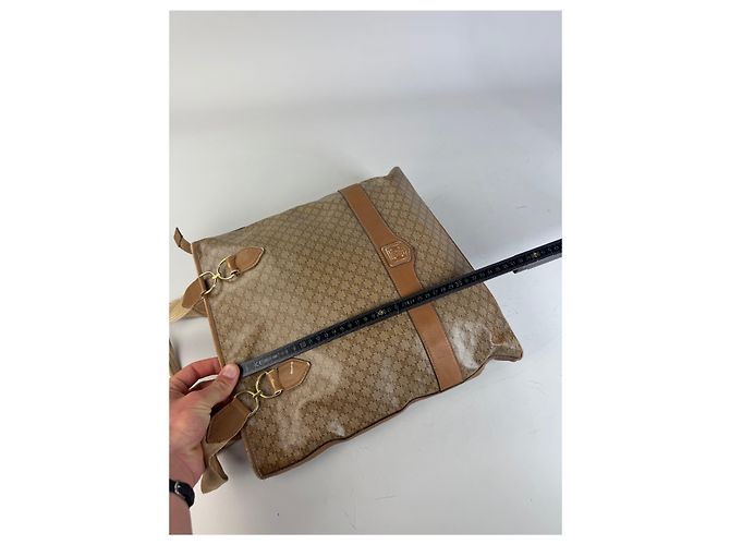 Edge Céline Borsa Tote Vintage Celine Macadam Canvas Tan Beige Oro Cammello - vista 12