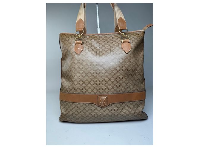Edge Céline Borsa Tote Vintage Celine Macadam Canvas Tan Beige Oro Cammello - vista 15