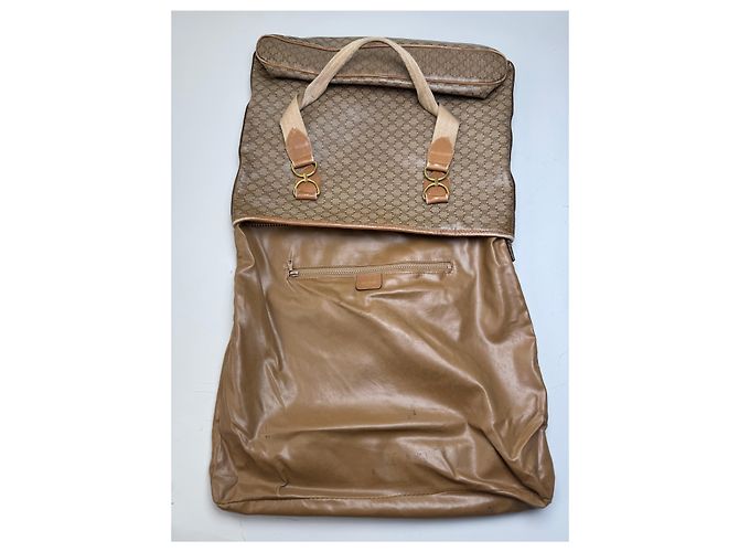 Edge Céline Borsa Tote Vintage Celine Macadam Canvas Tan Beige Oro Cammello - vista 3
