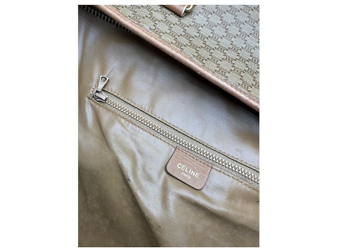 Edge Céline Borsa Tote Vintage Celine Macadam Canvas Tan Beige Oro Cammello - vista 4