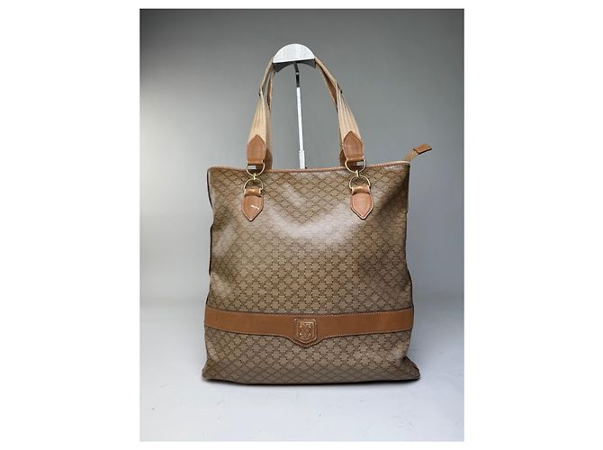 Edge Céline Borsa Tote Vintage Celine Macadam Canvas Tan Beige Oro Cammello - vista 6