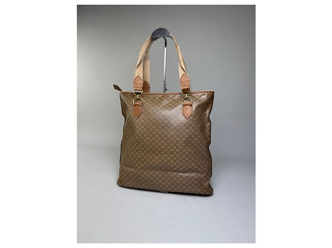 Edge Céline Borsa Tote Vintage Celine Macadam Canvas Tan Beige Oro Cammello - vista 8