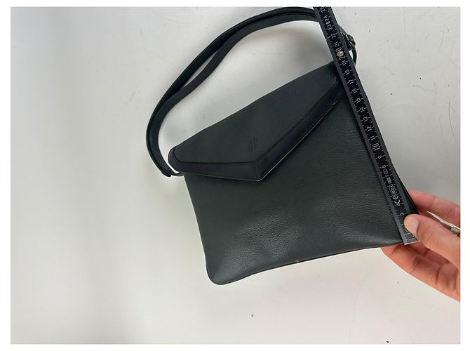 Vintage Givenchy Leather Shoulder Bag Black Forest Green - view 11