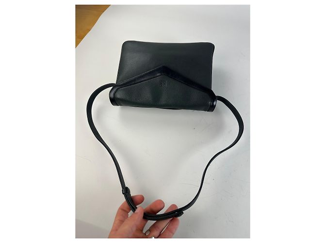 Vintage Givenchy Leather Shoulder Bag Black Forest Green - view 13