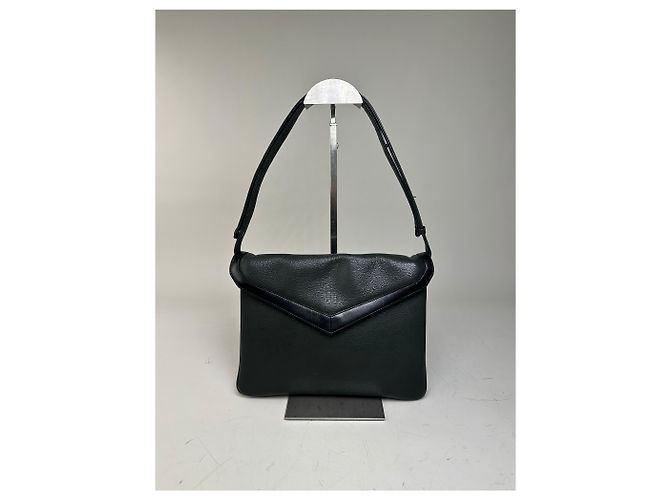 Vintage Givenchy Leather Shoulder Bag Black Forest Green - view 14