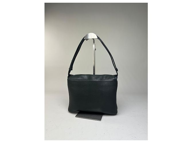 Vintage Givenchy Leather Shoulder Bag Black Forest Green - view 15