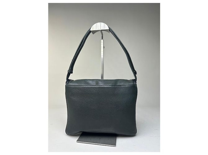 Vintage Givenchy Leather Shoulder Bag Black Forest Green - view 2