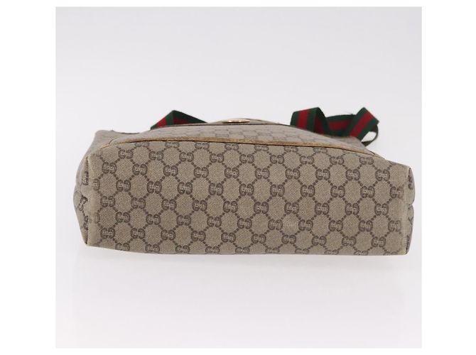 Borsa Tote GUCCI GUCCI Plus Supreme Web Sherry Line in PVC Beige Oro Auth gh2067 D'oro - vista 11