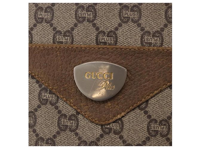 Borsa Tote GUCCI GUCCI Plus Supreme Web Sherry Line in PVC Beige Oro Auth gh2067 D'oro - vista 16